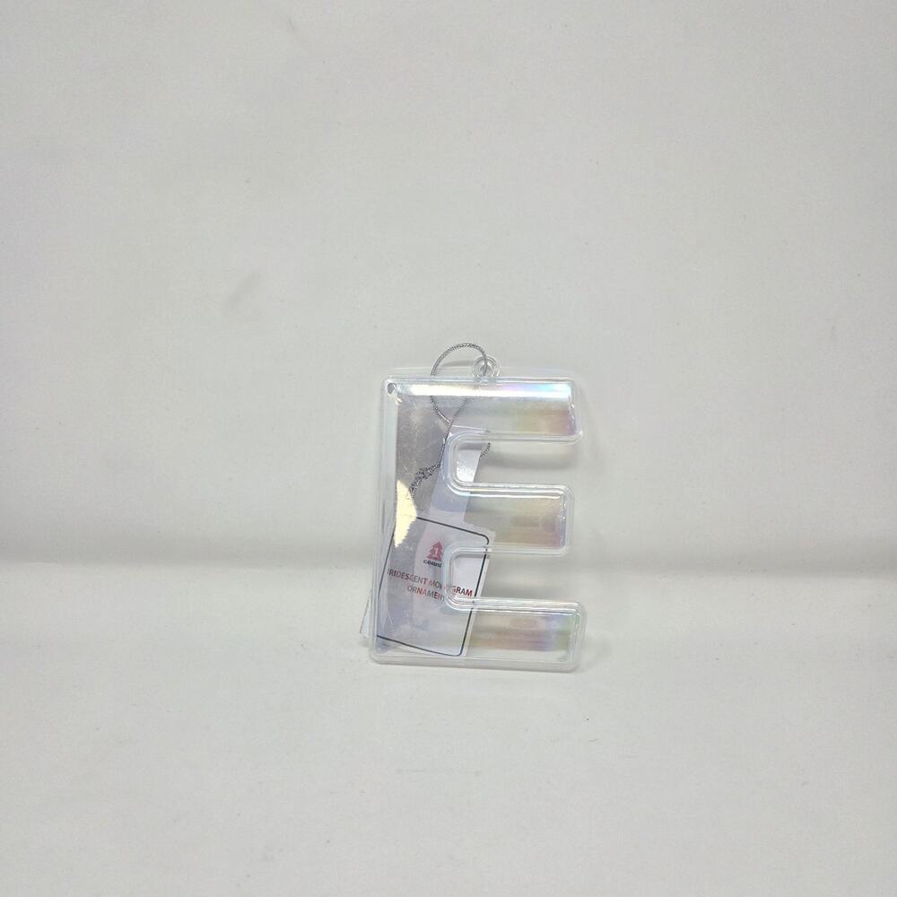 E Iridescent Monogram Initial Christmas Ornament